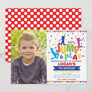 Jump Birthday Party Bounce House Trampoline Invitation