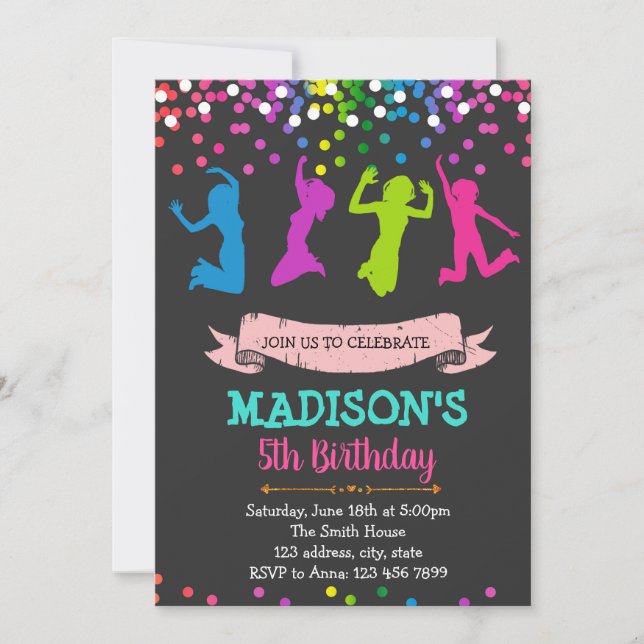 Jump birthday party theme invitation (Front)