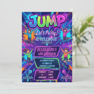 Jump Birthday Party Tie Dye Neon Glow Jump Party Invitation