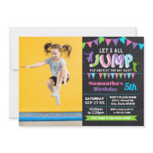 Jump birthday trampoline pink chalkboard photo