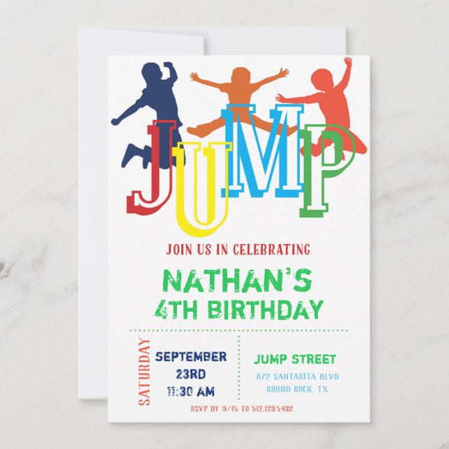 Jump Bounce House Birthday Party Invitation (Front)