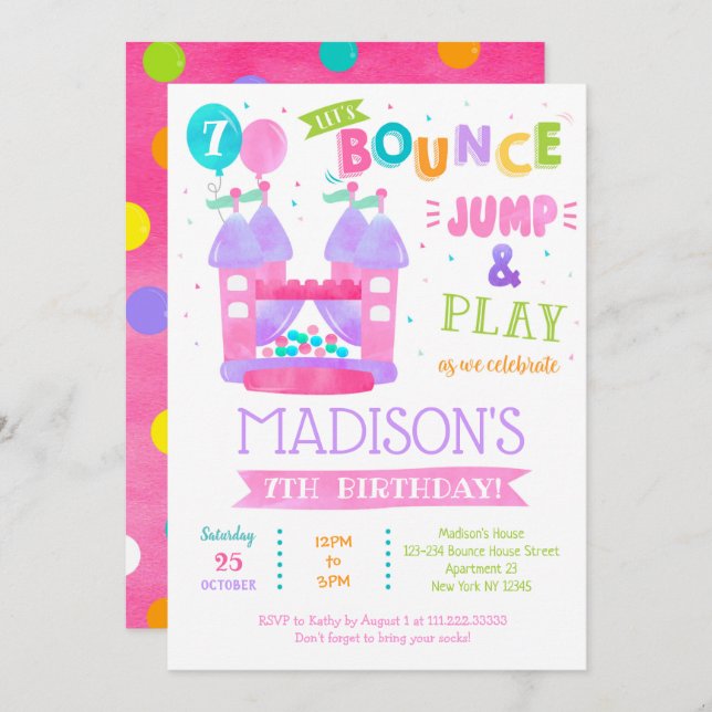 Jump Bounce House Birthday Party Invitations (Front/Back)