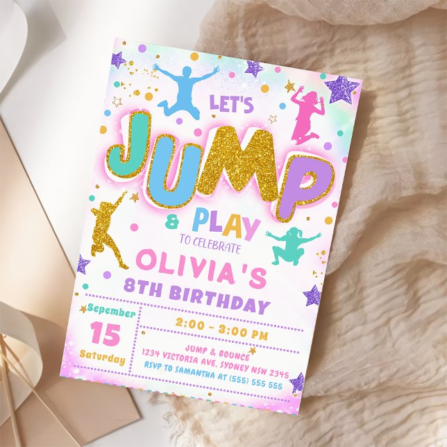 Jump Bounce Play Birthday Jump Trampoline Party Invitation (Creator Uploaded)