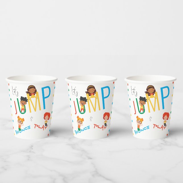 Jump Bounce Play Trampoline Park Party Birthday Paper Cups (Multi)