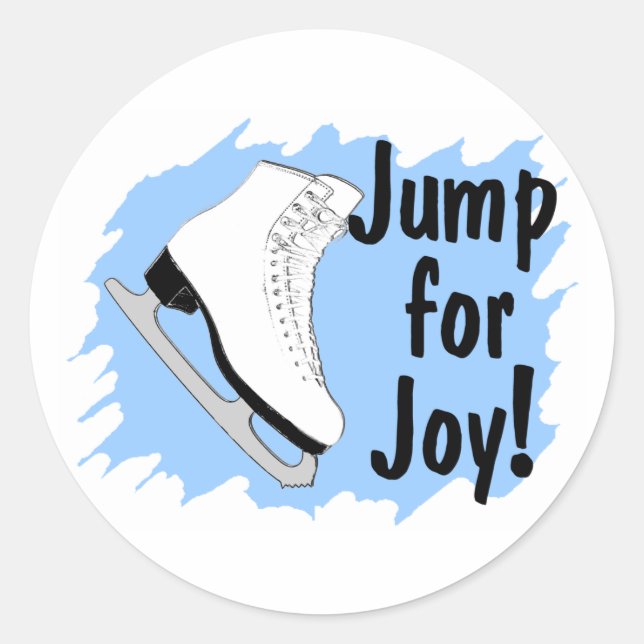 Jump For Joy Blue Skate Classic Round Sticker (Front)