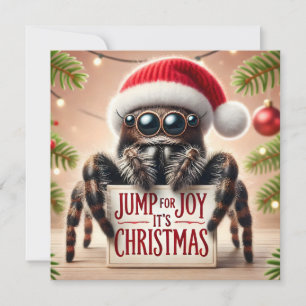 Jump For Joy It's Christmas Cute Jumping Spider Holiday Card