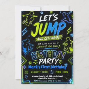 Jump Glow-in-the-Dark Party Boy Birthday Invitation