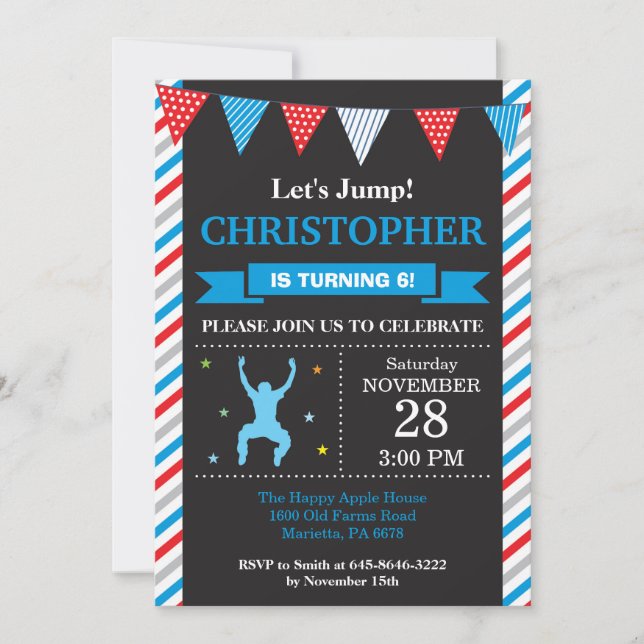 Jump Invitation Trampoline Birthday Party (Front)