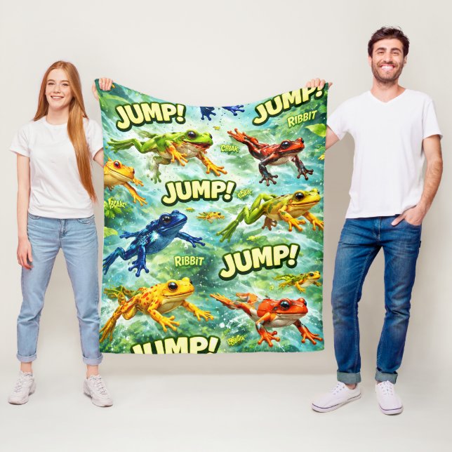 Jump jumping frogs jump rivet fun blanket design (In Situ)