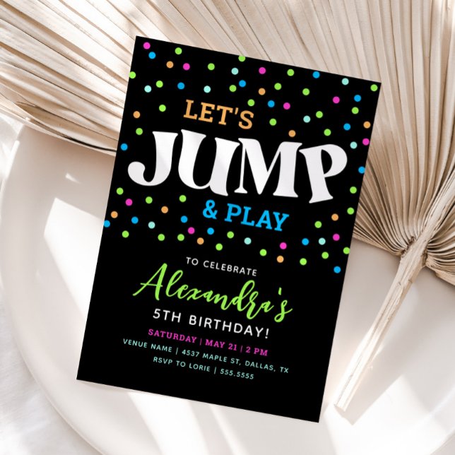 Jump Neon Trampoline Birthday Invitation (Creator Uploaded)