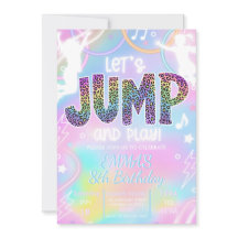 Jump Party Birthday Invitation Girls Trampoline