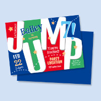 Jump Party Cute Red & Blue Boy Birthday