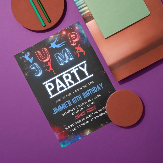 Jump Party Glow Birthday Invitation (jump glow)