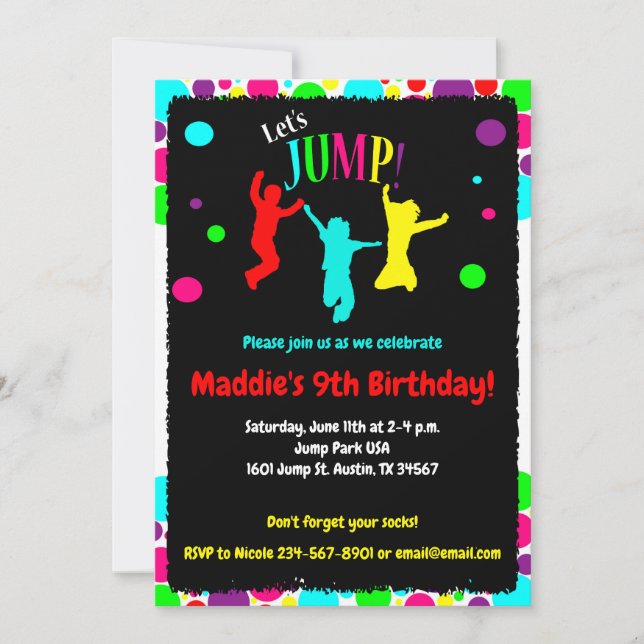 Jump Party/ Trampoline Birthday Party Invitation (Front)
