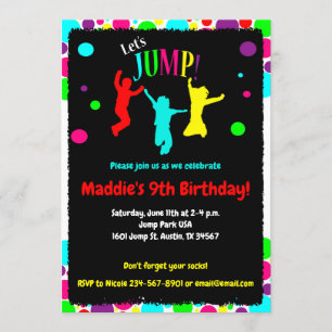 Jump Party/ Trampoline Birthday Party Invitation