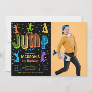 Jump Photo Birthday Trampoline Party Invitation