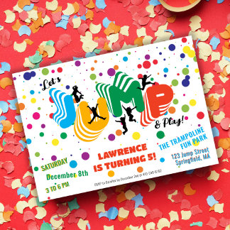 Jump Play Trampoline Park Party Kids Birthday Invitation