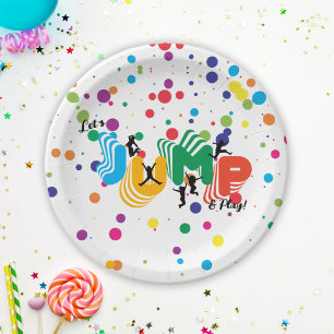 Jump Play Trampoline Park Party Kids Birthday  Paper Plate