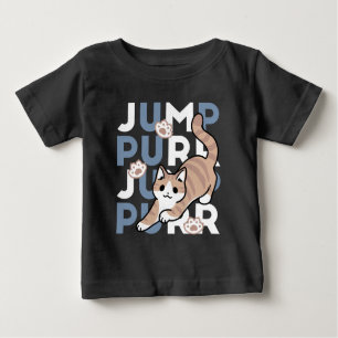 Jump Purr Jump: Playful Cat Design with Fun Art Baby T-Shirt
