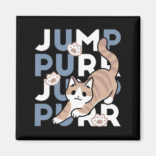 Jump Purr Jump: Playful Cat Design with Fun Art Magnet