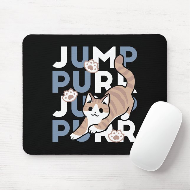 Jump Purr Jump: Playful Cat Design with Fun Art Mouse Pad (With Mouse)