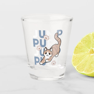 Jump Purr Jump: Playful Cat Design with Fun Art Shot Glass