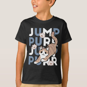 Jump Purr Jump: Playful Cat Design with Fun Art T-Shirt