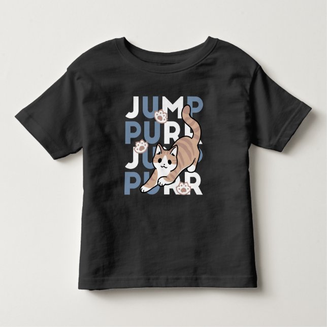 Jump Purr Jump: Playful Cat Design with Fun Art Toddler T-Shirt (Front)