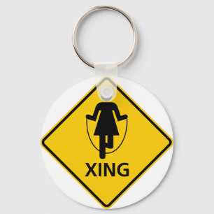 Jump Rope Crossing Highway Sign Key Ring