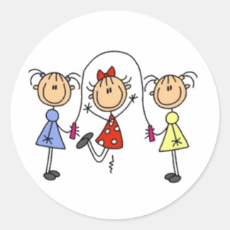 Jump Roping Stick Figure Classic Round Sticker