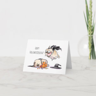 Jump Scare Happy Halloween pug card