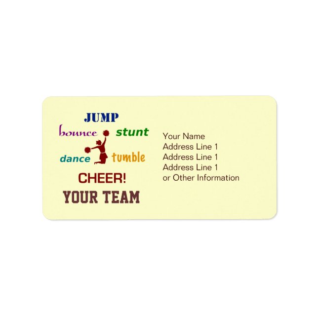 Jump Stunt Bounce Cheerleader Address Labels (Front)