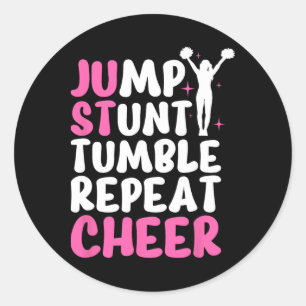 Jump Stunt Tumble Cheer Cheerleader Cheerleading Classic Round Sticker