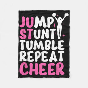 Jump Stunt Tumble Cheer Cheerleader Cheerleading Fleece Blanket