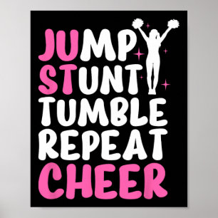 Jump Stunt Tumble Cheer Cheerleader Cheerleading Poster