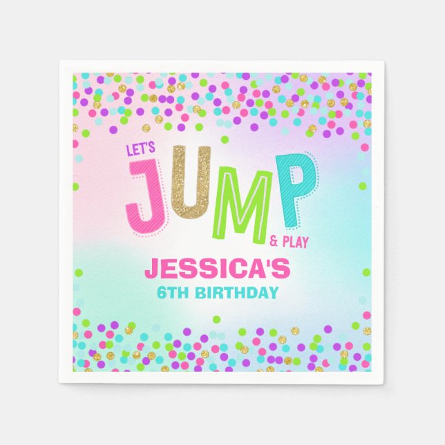 Jump Trampoline Birthday Party Supplies Decor Napkin (Front)