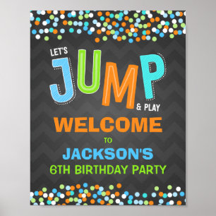 Jump Trampoline Birthday Party Supplies Welcome  Poster