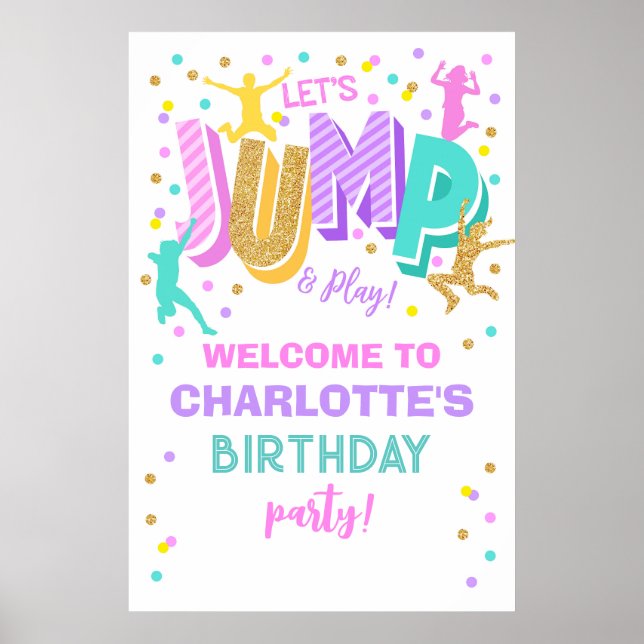 Jump Trampoline Birthday Welcome Sign (Front)
