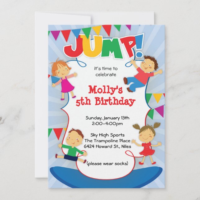 JUMP! Trampoline Bounce House Gym Invitation (Front)
