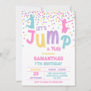 Jump Trampoline Bounce Party Kids Birthday Invitation