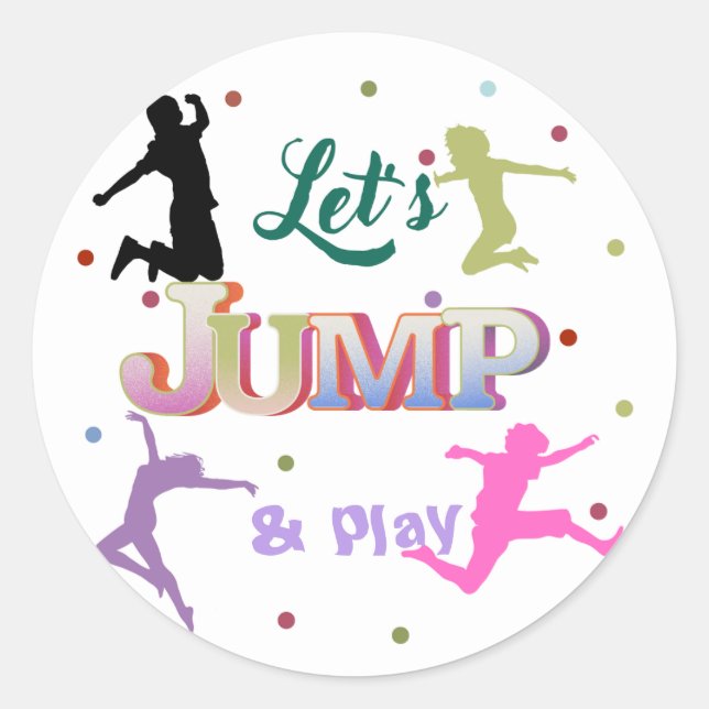 Jump Trampoline Colourful Birthday Party  Classic Round Sticker (Front)