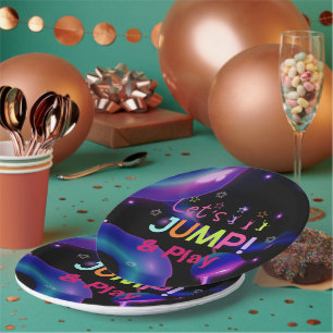 Jump Trampoline Colourful girl birthday party Paper Plate