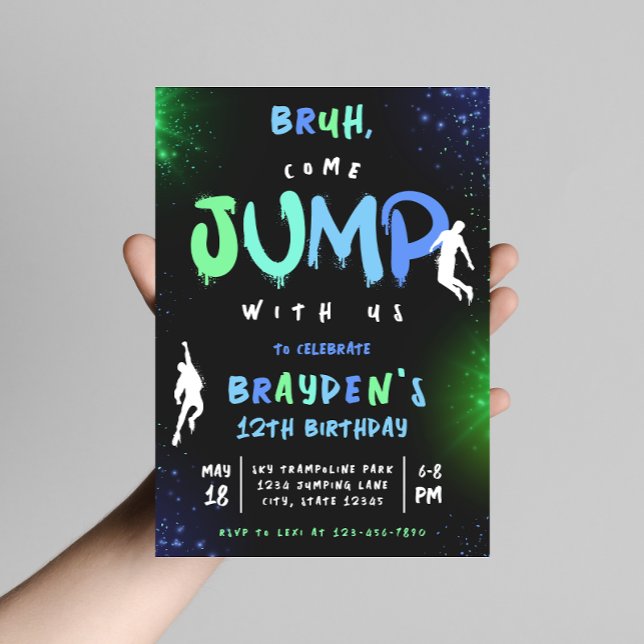 Jump Trampoline Park Graffiti Birthday Invitation (Creator Uploaded)