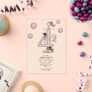 Jump & Tumble Gymnastics 4th Birthday Party Acrylic Invitations