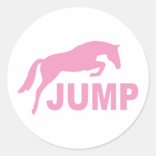 JUMP with Jumping Horse (pink) Classic Round Sticker