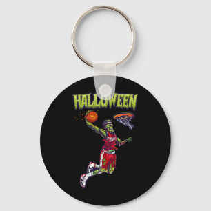Jump Zombie Basketball Dunk Player Halloween Pumpk Key Ring