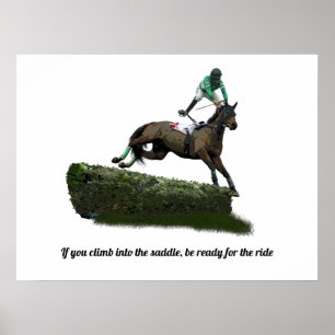 Jumper Horse & Jockey In Green Poster
