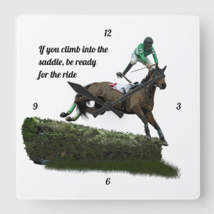Jumper Horse & Jockey In Green Wall Clock