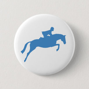 Jumper Horse Silhouette (blue) 6 Cm Round Badge