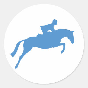 Jumper Horse Silhouette (blue) Classic Round Sticker